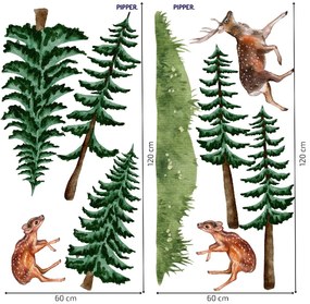 PIPPER. Textil falmatrica "Erdő állatokkal"