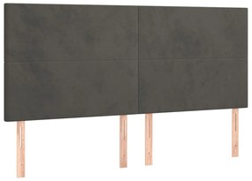 4 db sötétszürke bársony fejtámla 90x5x78/88 cm