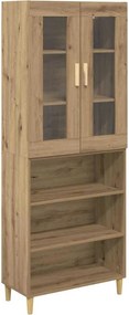 vidaXL Magasfiú Artisan tölgy 69,5 x 34 x 180 cm Műanyag Fa és Üveg