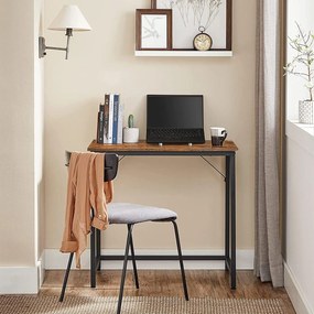 Keskeny irodai asztal, íróasztal, rusztikus barna-fekete 80x50 cm