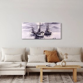 Kép - kikötő, olajfestmény (120x50 cm)