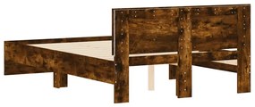 füstös tölgy színű ágykeret fejtámlával és LED-del 140x190 cm