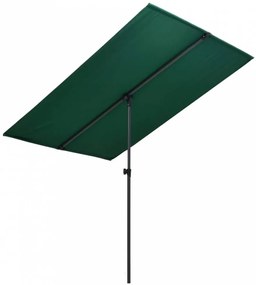 Zöld kültéri napernyő alumíniumrúddal 180 x 130 cm