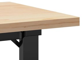 tömör fenyőfa és öntöttvas O-vázú dohányzóasztal 100x50x45,5 cm