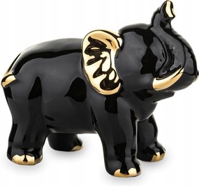 Elefánt figura kerámia elefánt fekete-arany szerencse ajándék