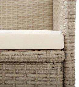 2 db bézs dönthető háttámlás polyrattan kerti szék párnával
