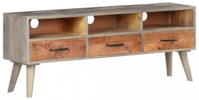 szürke tömör nyers mangófa TV-szekrény 130 x 35 x 51 cm