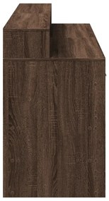 barna tölgy színű szerelt fa íróasztal LED-ekkel 160x55x91 cm