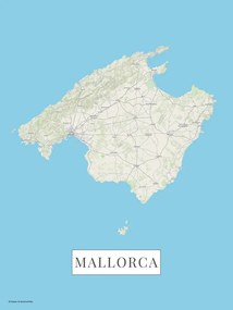 Mallorca color Térképe, (30 x 40 cm)