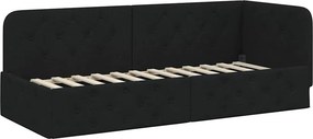 vidaXL Sarokágy keret fejtámlával Fekete 80 x 200 cm szövet