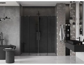 Mexen Velar Duo, tolózuhanyajtó nyitáshoz 170 cm, 8 mm szürke üveg, polírozott grafit, 871-170-000-42-95