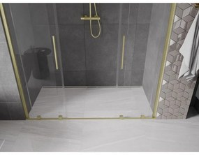 Mexen Velar Duo, nyitható tolóajtó 180x200 cm, 8mm átlátszó üveg, arany matt, 871-180-000-02-55