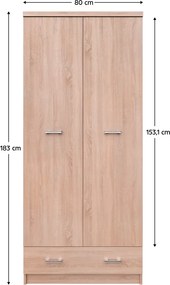 Szekrény 2D1S, sonoma tölgy, TOPTY TYP 30