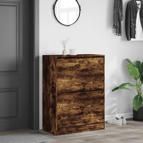 füstös tölgy cipőszekrény 2 kihajtható fiókkal 80x42x108 cm