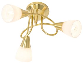 Klasszikus mennyezeti lámpa arany opál üveggel 3-lámpás - Inez