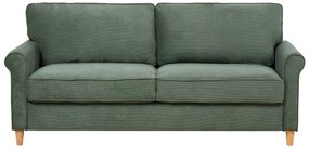 Háromszemélyes sötétzöld kordbársony kanapé RONNEBY Beliani