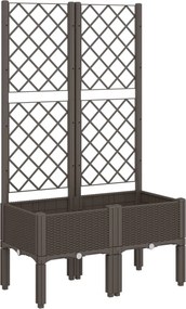 vidaXL barna polipropilén rácsos kerti ültetőláda 80 x 40 x 142 cm