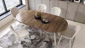 Mazzoni ALMO Elegáns Dió/bézs lábak - BŐVÍTHETŐ KEREK ASZTAL Y ALAKÚ LÁBAKKAL LOFT/IPARI STÍLUSÚ NAPPALIBA/ÉTKEZŐBE