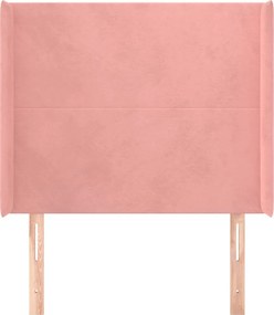 rózsaszín bársony fejtámla szárnyakkal 83x16x118/128 cm