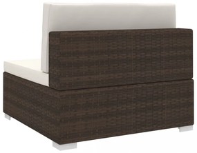 1 db barna polyrattan moduláris középső kanapé párnákkal