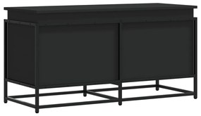 fekete szerelt fa tárolóláda fedéllel 100 x 40 x 51,5 cm