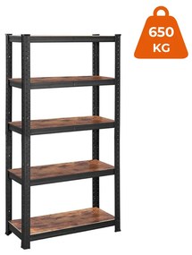 Jurhan DUSTY polcos állvány, 5 polc, max 650kg, fekete/barna