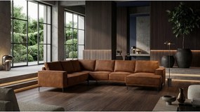 Konyakbarna bőrutánzat sarokkanapé (jobb oldali-"U" alakú) Copenhagen – Scandic