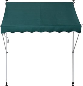 Outsunny Kézi Kihúzható Napernyő 2x1.5 m Kültéri Terasz Napernyő Állítható Magasságú Kéttengelyes Emelő 170-280 cm Fúrás Nélkül Erkélyhez Kerthez Zöld