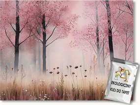 Fotótapéta Flizelina Tájkép Természet Erdő Rózsaszín Fák Rét 368x254 ragasztó