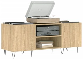 sonoma tölgy színű szerelt fa hanglemezszekrény 121x38x48 cm