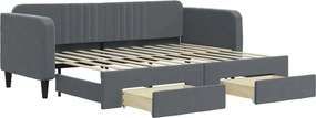 vidaXL sötétszürke kihúzható bársony heverő fiókkal 80 x 200 cm