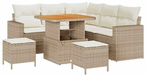 vidaXL Kerti Kanapé Szett 8 pcs Bézs polirattan