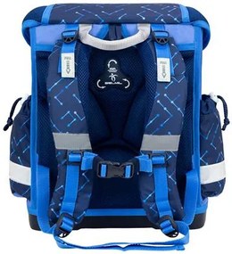 Iskolatáska, fémcsat, BELMIL Classy Navy Blue Tech, robot (BL40313AG64F)