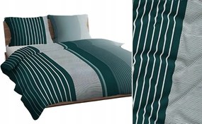 Ágyneműhuzat 140x200 zöld üveg fehér csíkos 4744 B pamut Max