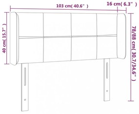 fekete bársony LED-es fejtámla 103 x 16 x 78/88 cm