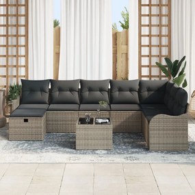 Kerti Kanapé Szett párnával 9 pcs Szürke 287,5 x 177,5 x 85 cm