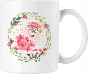 Bögre Rózsaszín Flamingó Virágok Fehér 330ml