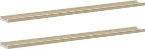 vidaXL 2 db fehér és sonoma tölgy színű fali polc 115 x 9 x 3 cm