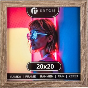 Fa képkeret 20x20 üveg barna tölgy elegáns négyzet alakú