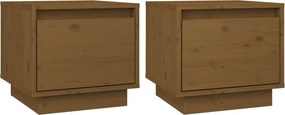 vidaXL 2 db mézbarna tömör fenyőfa éjjeliszekrény 35 x 34 x 32 cm