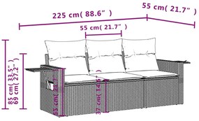 3 részes bézs polyrattan kerti ülőgarnitúra párnákkal