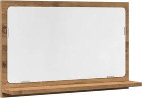 vidaXL kézműves tölgy szerelt fa tükrös fürdőszobaszekrény 60x11x37 cm