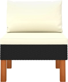 vidaXL polyrattan és tömör eukaliptuszfa középső kanapé