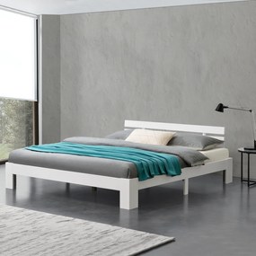 [en.casa] Fenyőfa ágykeret ágyráccsal Nivala 180x200 cm fehér