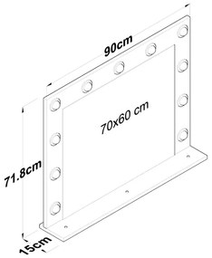 Fali tükör polccal RANI 90x71,8 cm fehér