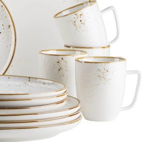 Mäser 16 részes edénykészlet Pintar White barnapöttyös