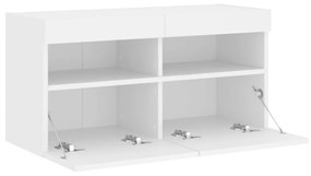 fehér falra szerelhető TV-szekrény LED-lámpákkal 80x30x40 cm