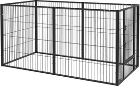 PawHut 6-panelos Állítható Kutyajátszó Állvány Állatkerítés Acélváz 82,5-150x79x81 cm Fekete | Aosom