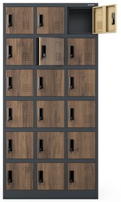 Zárható szekrény KAROL, 900 x 1850 x 400 mm, Eco Design: antracit/dió