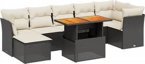 vidaXL 8 részes fekete polyrattan kerti ülőgarnitúra párnákkal